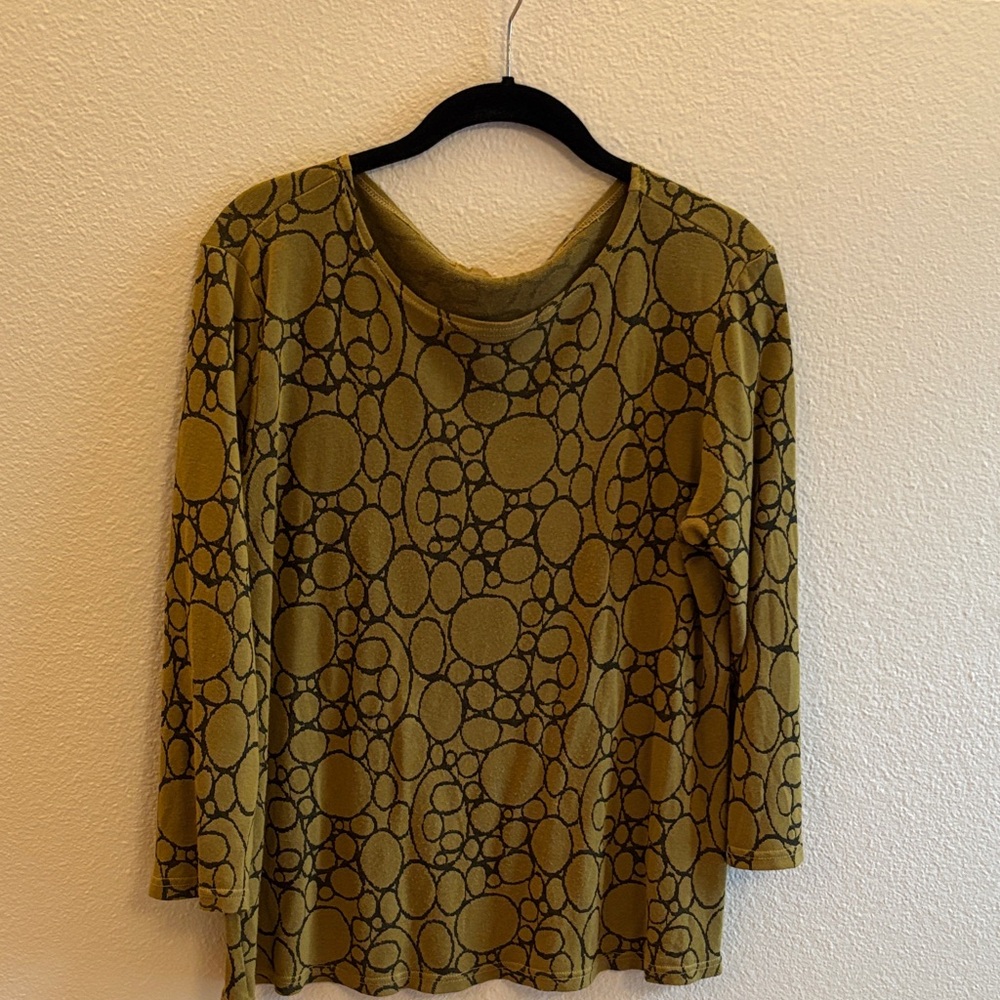 Cut Loose Olive Circle Pattern Blouse - image 1